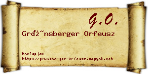 Grünsberger Orfeusz névjegykártya